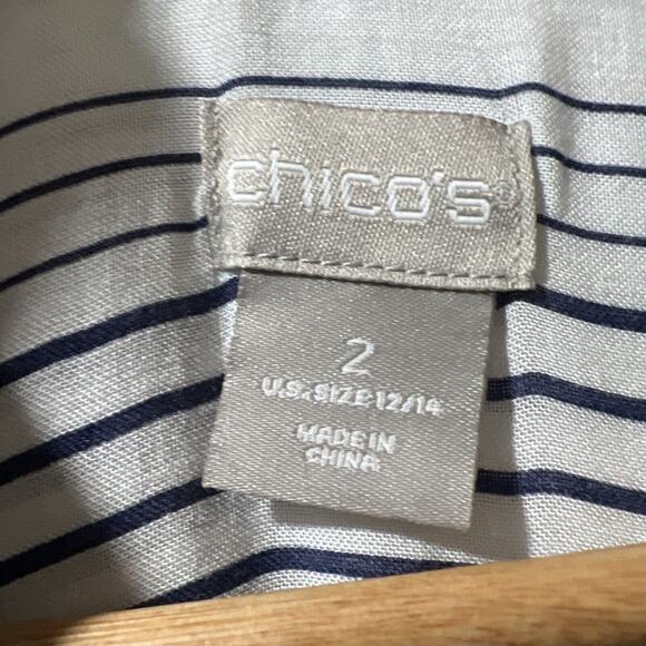 Chico's chicos size 2 Striped Medallion Tunic 12 14 Mixed Embroidered Large - Picture 6 of 16